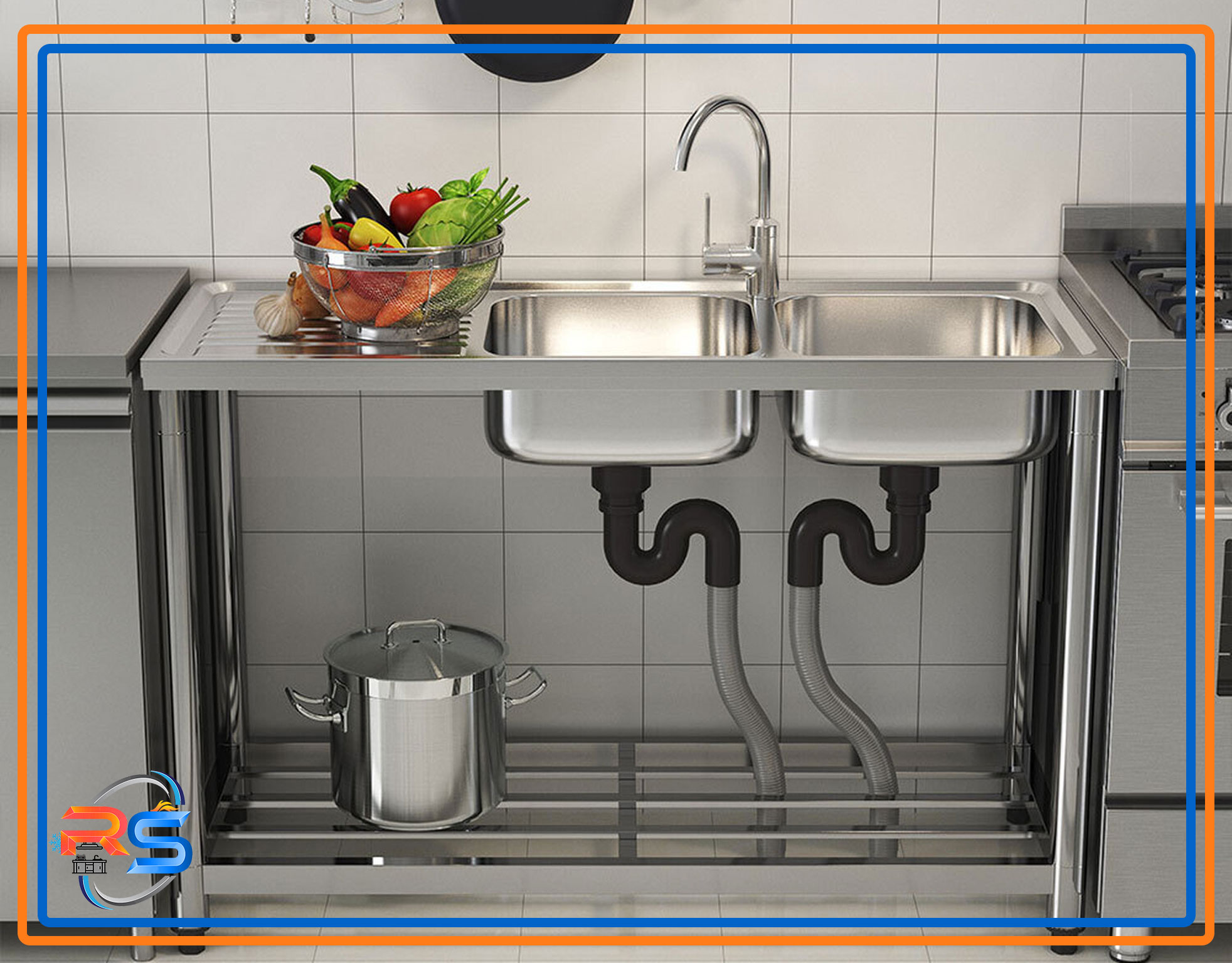 سینک صنعتی استیل دو لگن